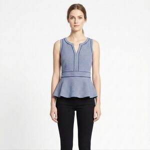 Banana Republic Blue Textured Peplum Top Modern Corporate Chic 6 Structured Work